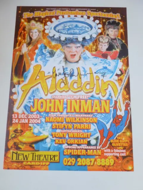 John Inman Hand Signed Aladdin Pantomime Poster 2003  Are You Being Served?