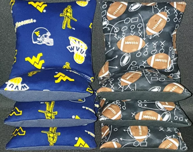 Set of 8 WVU West Virginia University Plays Cornhole Bags FREE SHIPPING