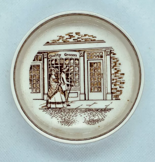 Adams English Ironstone Small Trinket Dish - Victorian Shop Street Scene