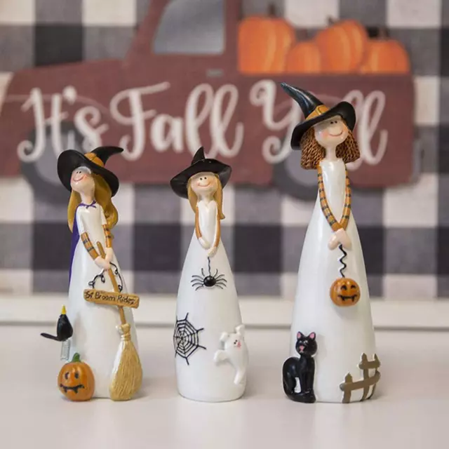 1X Halloween Witch Resin Statue Ornaments Cute Family Holiday NEW U6U1