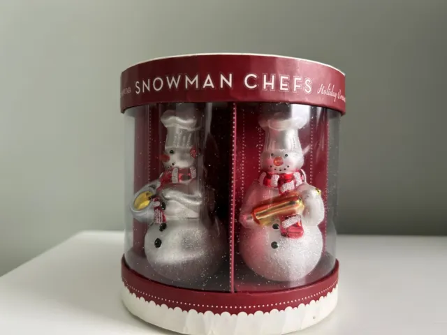 Williams-Sonoma Snowman Chefs Ornaments, Set of 4, NIB