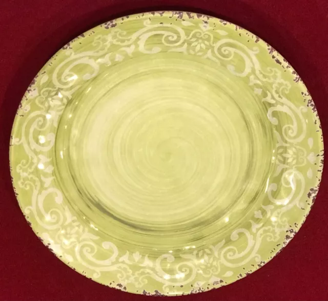 Nicole Miller Green Rustic Medallion 9” Salad Dessert Appetizer Plates Set of 4