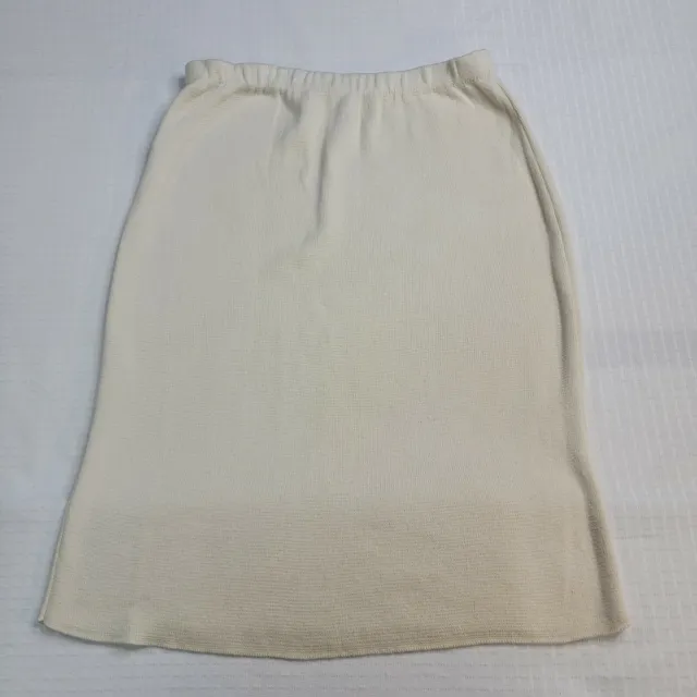 Womans Halston III Vintage Union Made Skirt petite large Ivory 100% Cotton USA