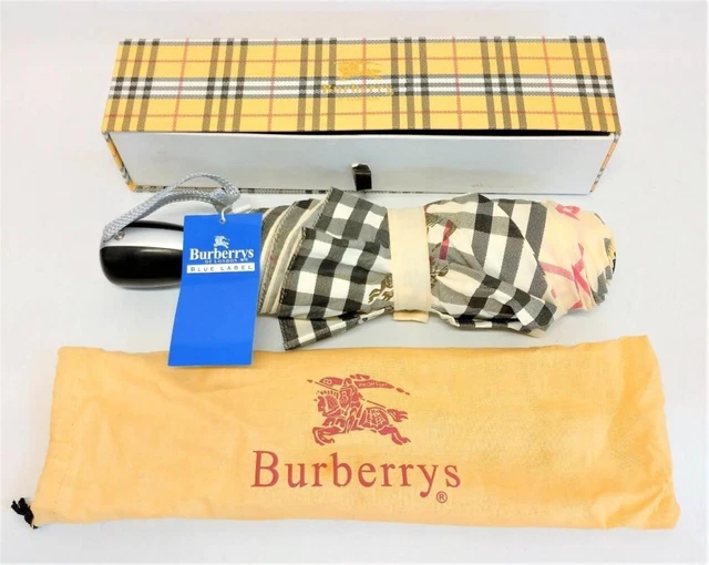 Burberry Of London vintage Nova check folding umbrella brown black nylon