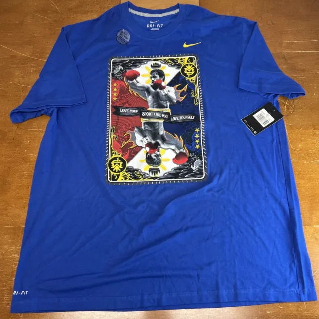 Manny Pacquiao Shirt Mens 2XL Blue Short Sleeve Boxing Dri Fit Nike