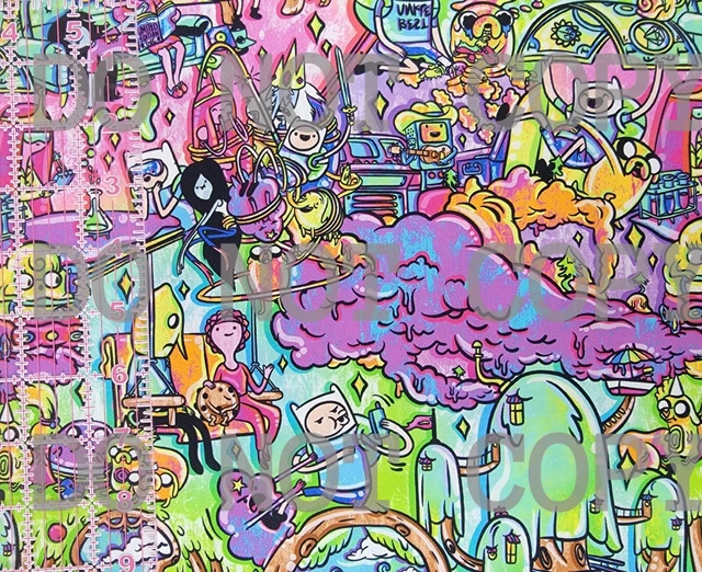 Custom 100% Cotton Woven Fabric Adventure Time Scenes Neon By the 1/4 Yard 9X56 Custom 100% Cotton Woven Fabric Adventure Time Scenes Neon By the 1/4 Yard 9X56