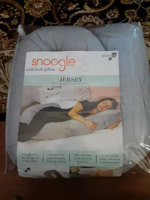 Leachco Snoogle Jersey Total Body T-shirt soft  Pillow Heather Gray Organic  NEW