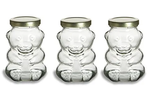Nakpunar 3 pcs 9 oz Glass Bear Jars with Gold Lids  Jam, Jellies, Honey and more