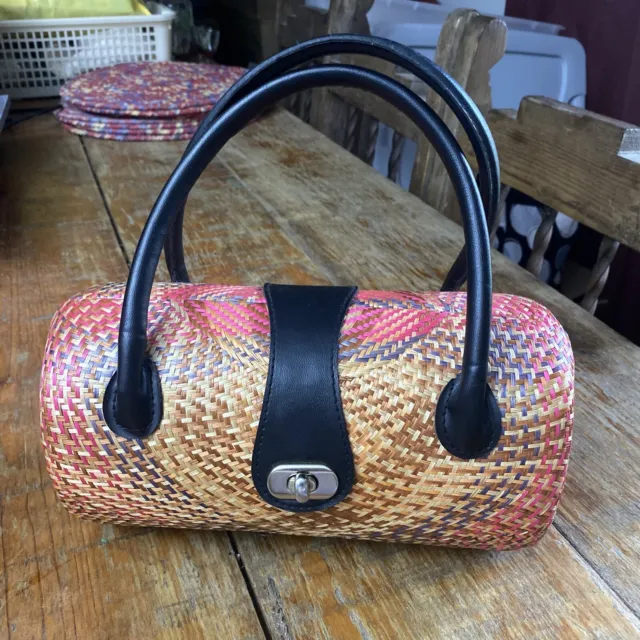 Buri Handbag -Women's Purse- Multi Colored Double Hndl Shopper Turn lock / Lined