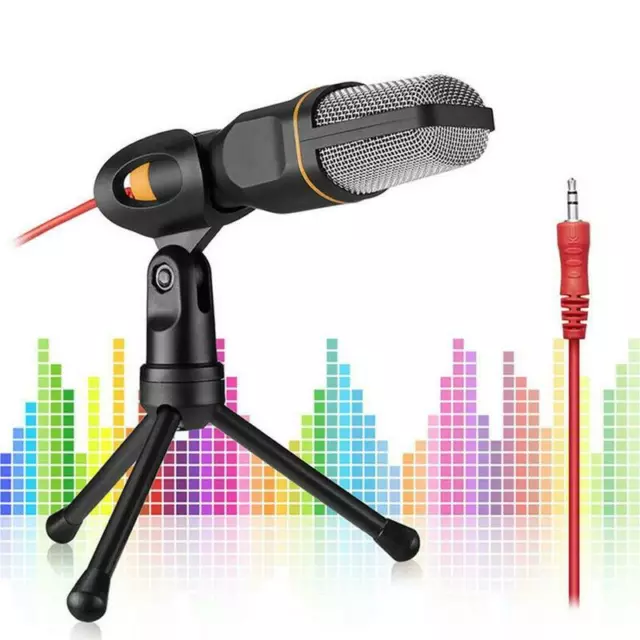 Professional 3.5mm Condenser Microphone With Tripod Mic For PC Laptop Smartphone