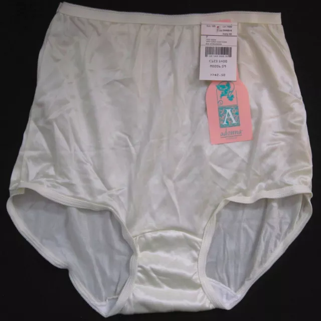 Vintage Size 7 Adonna Ivory Nylon Panty Granny Brief High Waist