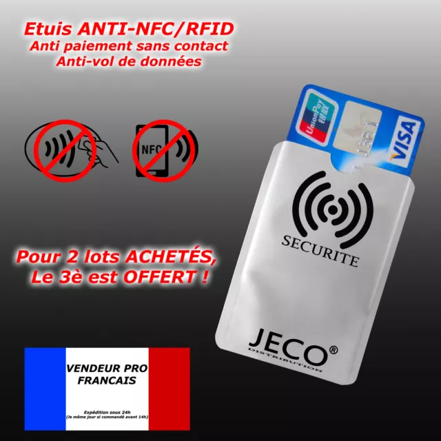 Protection carte bancaire sans contact bleu visa  RFID NFC  étui ANTI-PIRATAGE