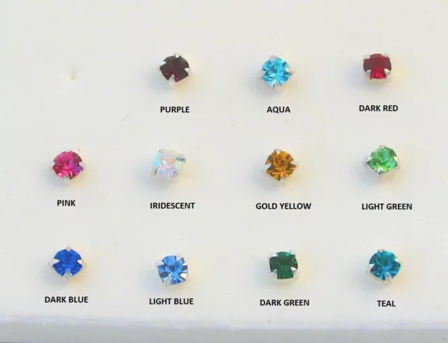 Solid 925 Sterling Silver Cubic Zirconia Stud Earrings Asst Colours Gift Box Uk