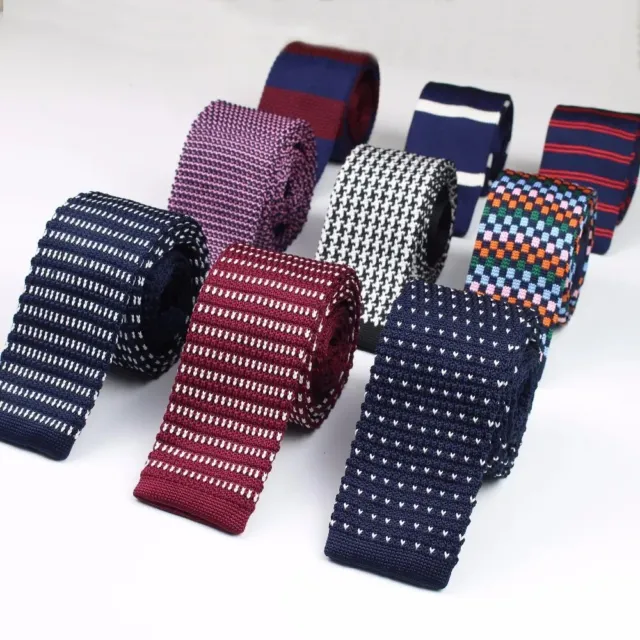 Multicolor Slim Striped Knitted Ties Men Women Narrow Skinny Casual Suit Tie 1pc