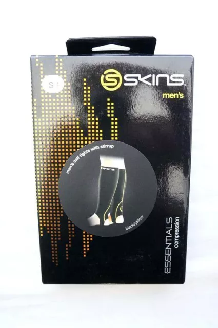 3 x Skins Essentials Kompressionsstrümpfe Stulpen Größe S Schwarz/Gelb NEU #H31 2