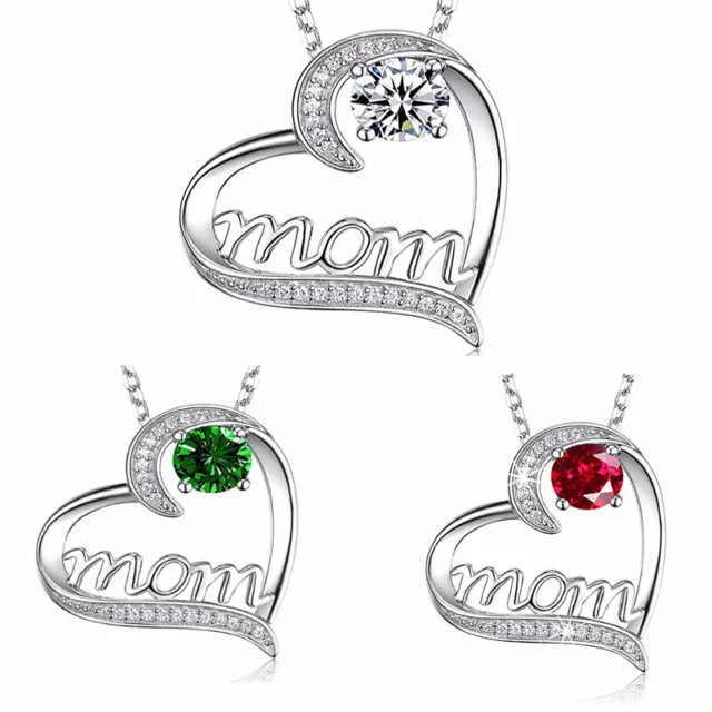 Fashion MOM 3 Colors 925 Silver Necklace Pendant Women Jewelry Gift