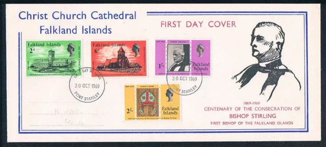 Falkland Ist 1969 FDC Von 'Bishop Stirling Centenary Zoll - Sc 184-187 [ Sg