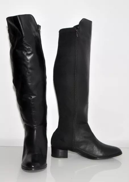 Human Premium Black Genuine Leather Women's Tall Knee Boots Size 10/EUR41