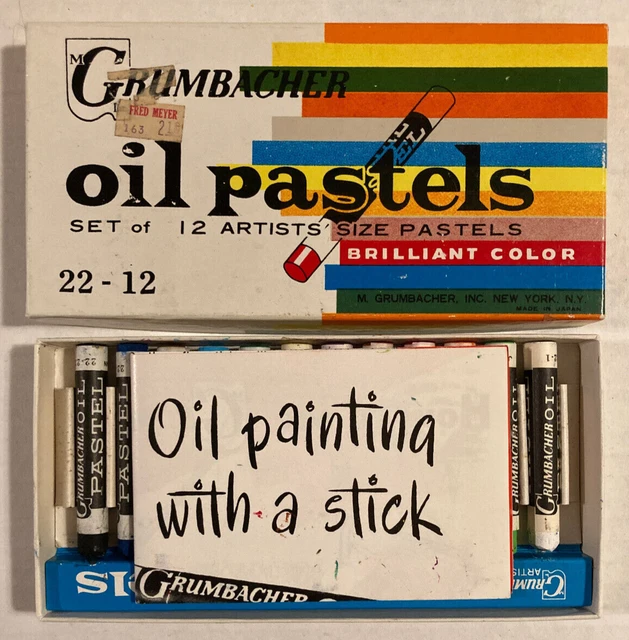 Juego de 12 pasteles al óleo vintage Grumbacher talla 22-12 hechos en Japón usados