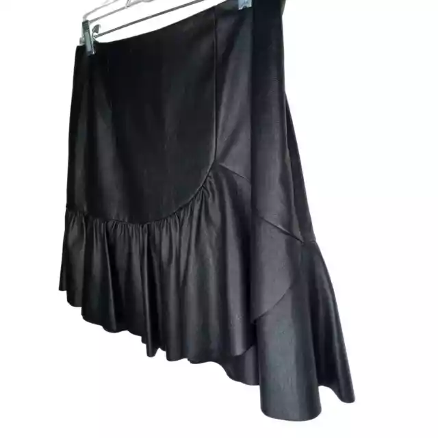 REBECCA TAYLOR WOMENS Vegan Faux-Leather Ruffled Flounce Skirt - 10 $50 ...
