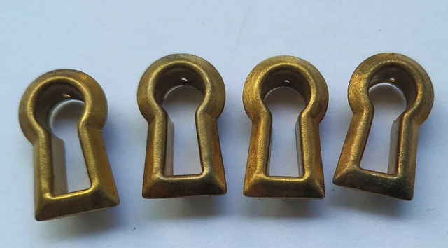 4 Vintage Stamped Brass Insert Keyhole Covers Escutcheon New Old Stock # Lot 2