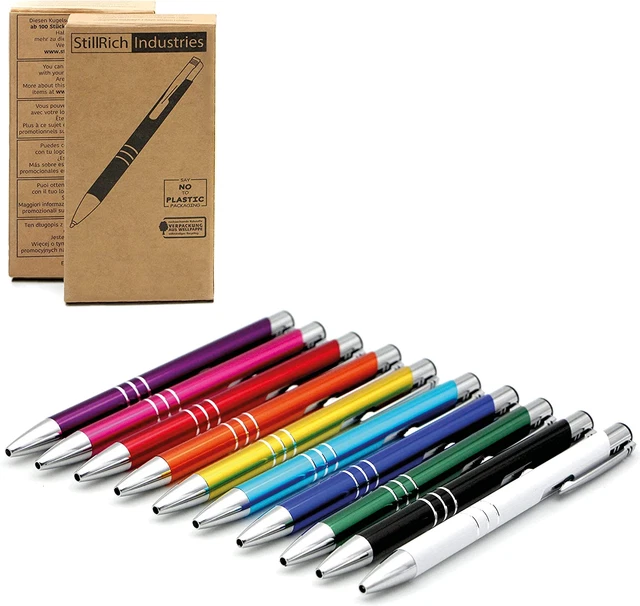 ® 10 Pack Penne a Sfera in Metallo - Penna Multicolore Ricaricabile Con Finitura