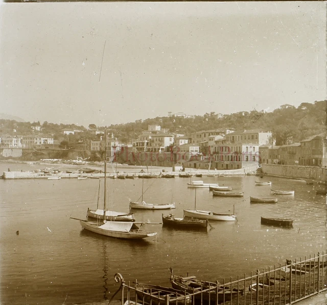 FRANCE Ville à identifier Bord de mer c1930 Photo Stereo Plaque verre Vintage 