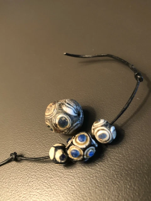 4 ~ Rare Genuine Ancient Phoenician Mosaic Eye Glass Beads ~ 600BC-300BC Lebanon
