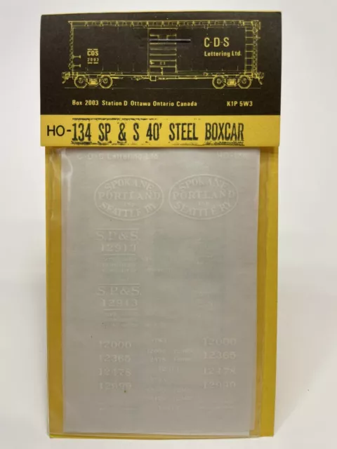 CDS Lettering Dry Transfers HO-Scale HO-134 SP&S 40' Steel Box Car NOS VTG 80's