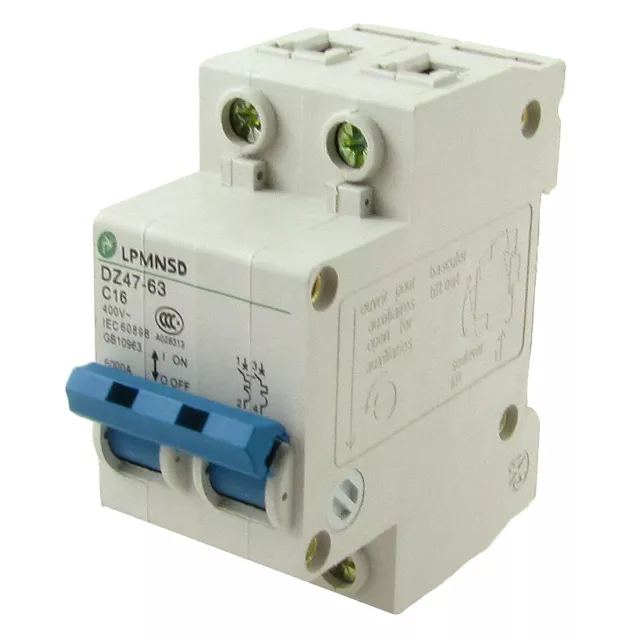 Interruptor de circuito en miniatura DZ47-63 C16 16A 2 Polo caja moldeada