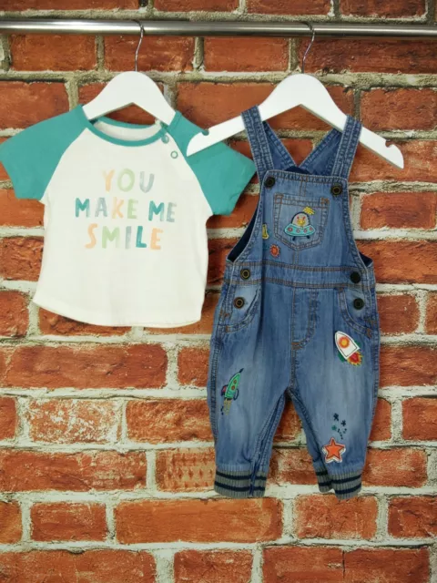 Baby Boy Bundle Age 3-6 Months Next Tu Dungarees Top T-Shirt Infant Set 68Cm