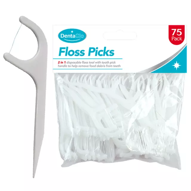 75 x DENTAL FLOSS Sticks & Tooth Picks Teeth Plaque Remover Interdental 2 in 1