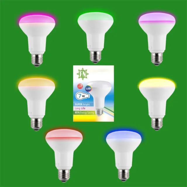4x 7W LED R80 Coloured Reflector Disco Party Spot Light Bulbs ES E27 Screw Lamp 2