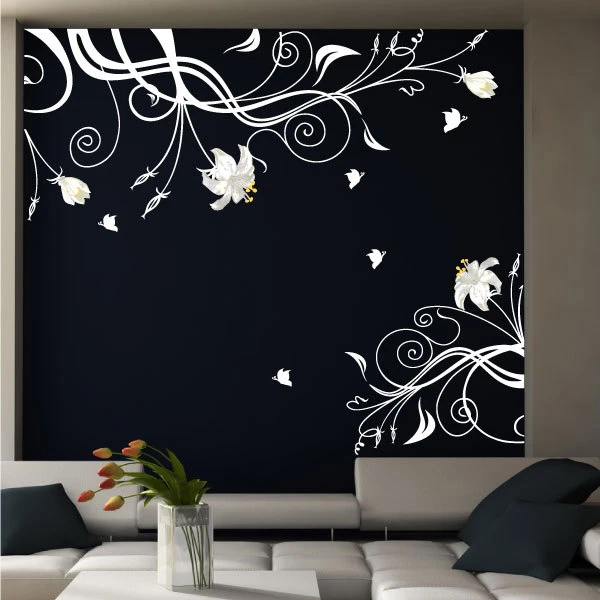 BUTTERFLY VINE FLOWER Vinyl Wall Art Stickers, Wall Decals, Wall