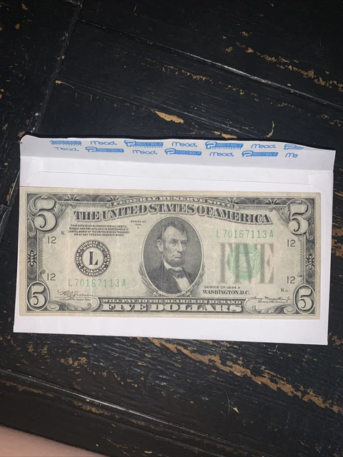 RARE 5 Dollar Bill From 1934