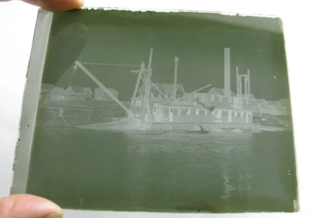 Antique 1900's Glass Photo Negative Dry Plate 4" ×5"  Delaware River Steamship