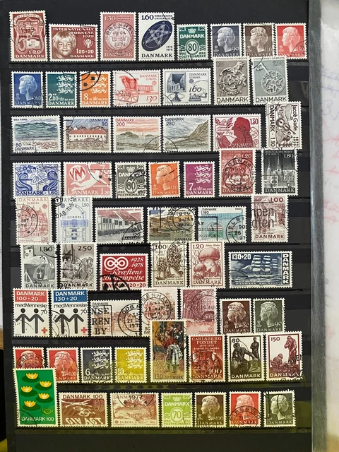 Briefmarken Dänemark, Doubletten, 1 DIN-A4 Seite, DK2