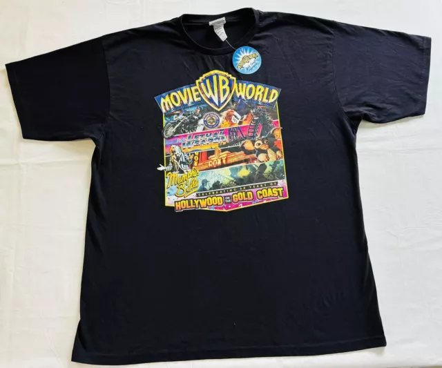 MOVIE WORLD Warner Brothers Hollywood Gold Coast 30 Years Black T Shirt  L BNWT