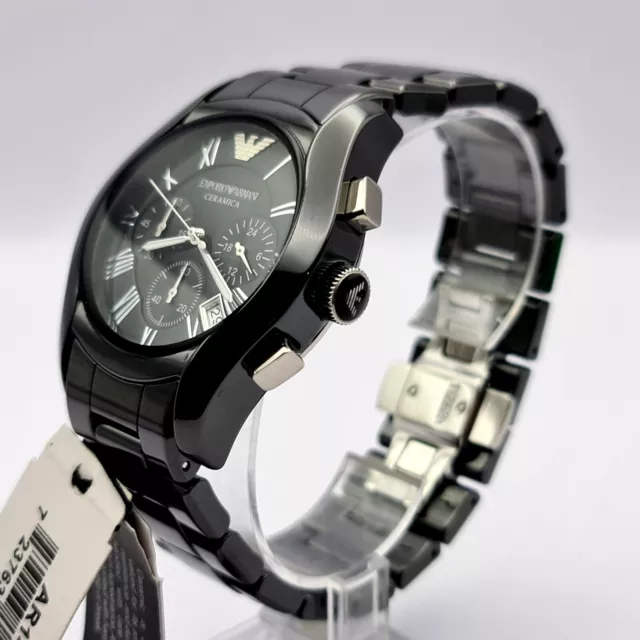 New Emporio Armani Ar1400 Luxury Black Ceramic 42Mm Chronograph Mens Watch 3