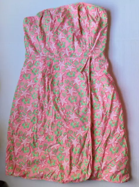 Womens Dress Size 4 Pink Starfish Flowers Strapless Sundress Vineyard Vines