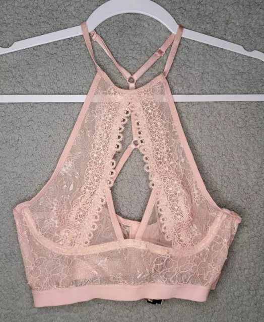 Victoria's Secret Women's Pink Size Small Bralette Lace Sheer Wireless EUC