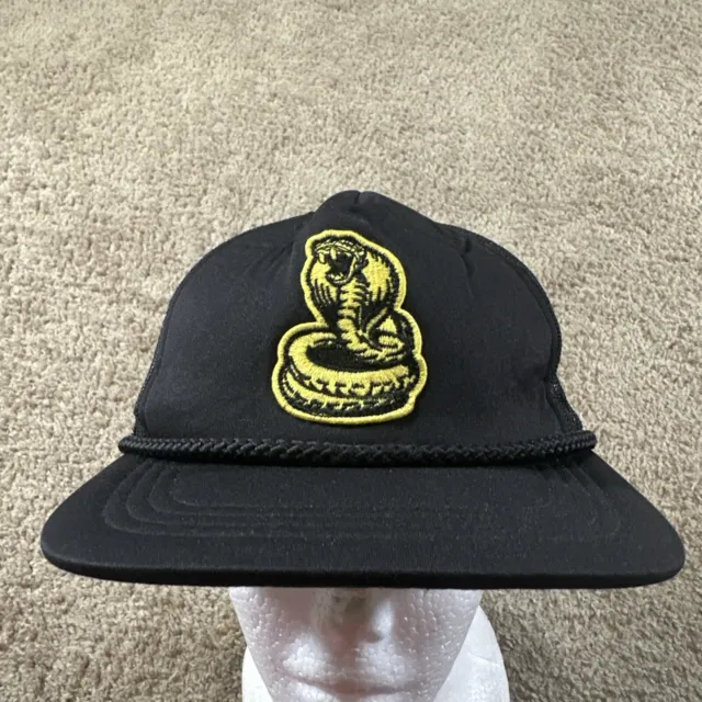 Vtg DC Shoe Co Trucker Hat Cap Adult Black Adjustable Cobra Logo Mesh Skater Y2k