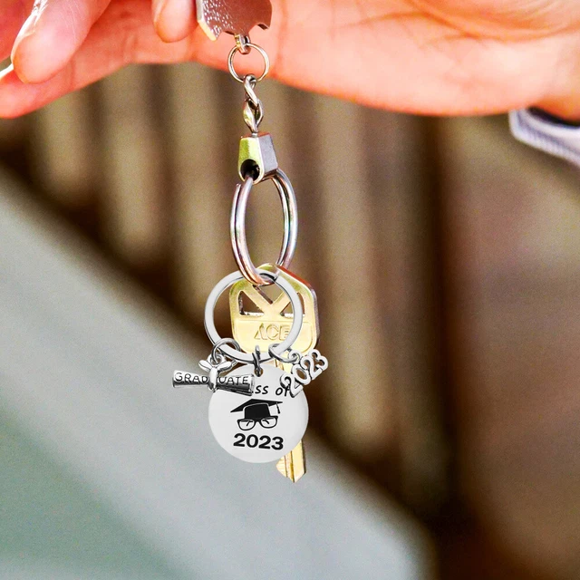 2 PCS Trousseau Académique Porte-clés En Métal Pendentif En Acier Inoxydable 2