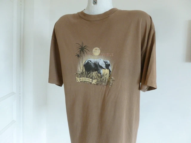T-shirt homme, Taille L, marque Owk, couleur marron, manches courtes, coton