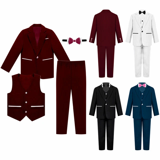 Abito bambini ragazzi tuta pantaloni gilet blazer pantaloni fiocco gentiluomo abito set