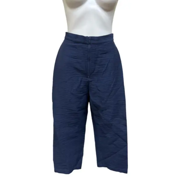 Rachel Comey Women's Navy Foam Cropped, Pleat-Front Pants, 4