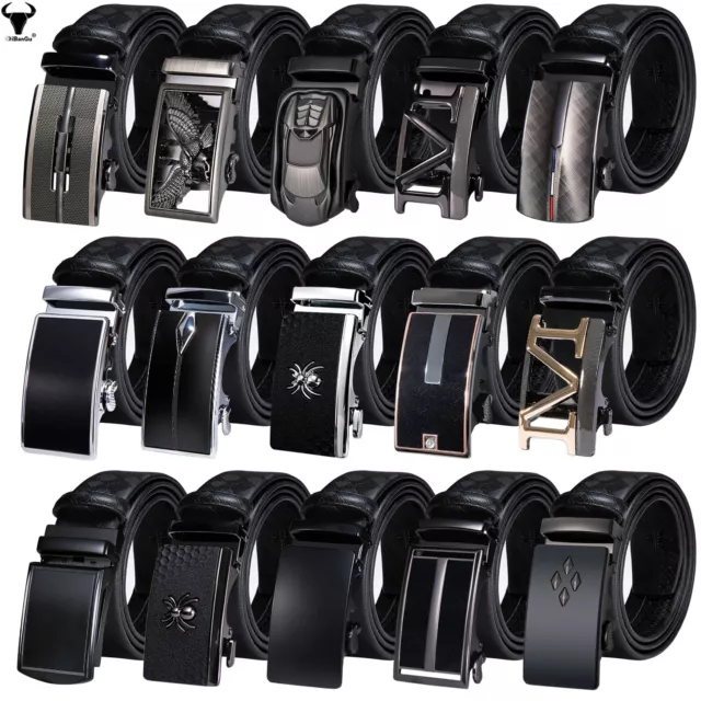 Genuine Leather Mens Ratchet Belt Belts For Men Adjustable Automatic Buckle  