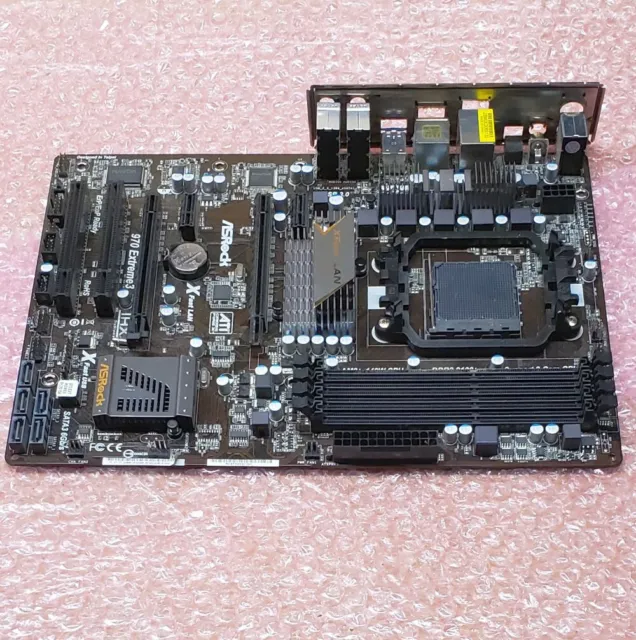 Working Asrock 970 Extreme3 ATX motherboard, AMD socket AM3+ with I/O shield