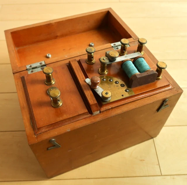VINTAGE JAPANESE MORSE Code Machine? 20.5×23×12.5cm Telegraph w/ Wooden ...