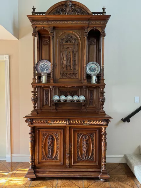 French Antique Buffet Cabinet 1880 9.5' Tall